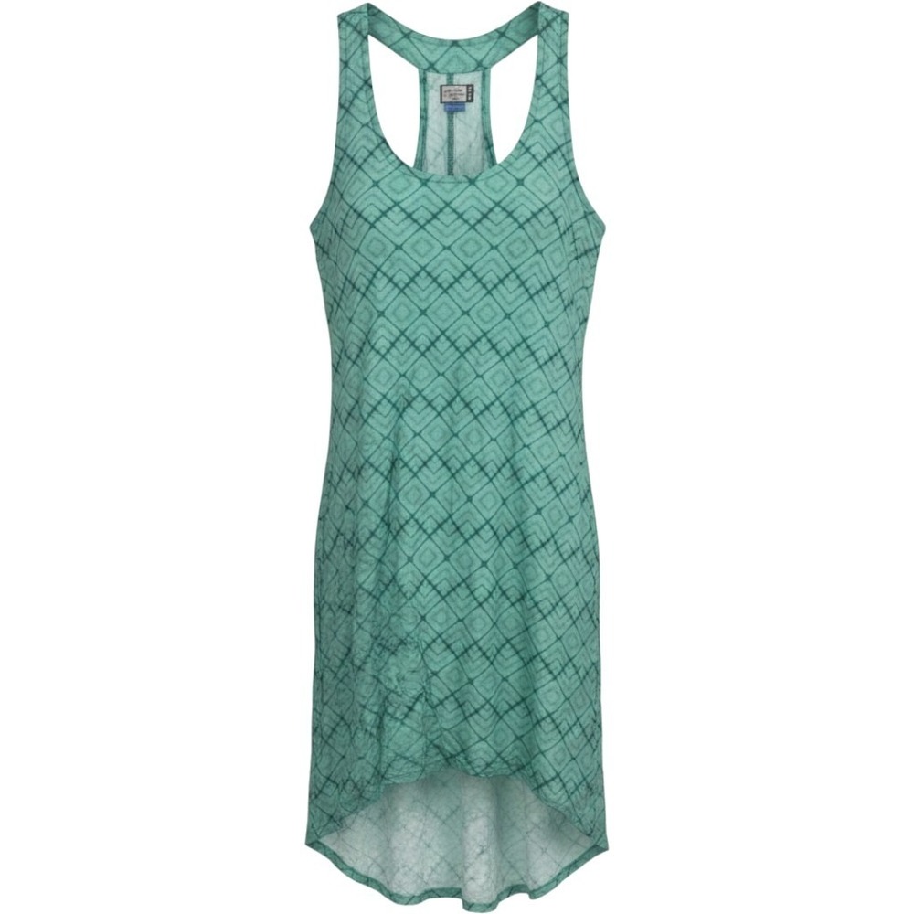 KAVU Tank Dress Women Medium Green Geometric Racerback Viscose Pocket Outdoors